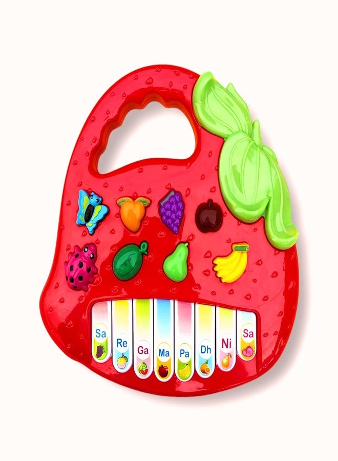 GoldiMec Musical Piano for Kids - Fruit Keyboard Musical Toys - Piano Fruit Keyboard, Sound & English Learning Toys for Kids , Electronic Fruit Piano Keyboard Toy ,Strawberry (Red) - Image 1